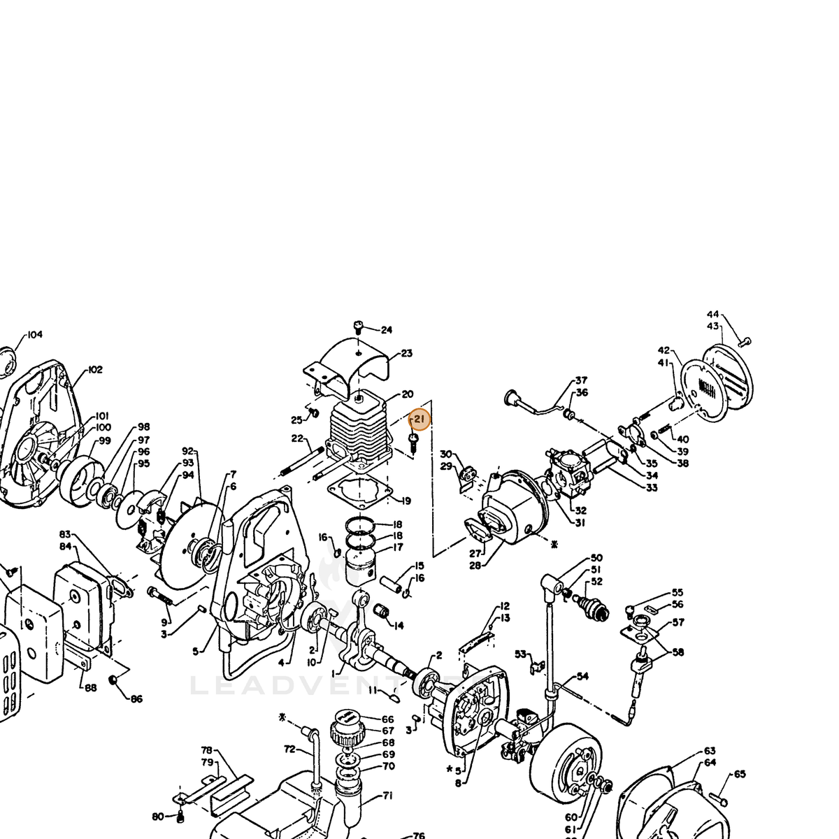 ECHO part 90024005016 — IPL diagram snippet (6x zoom, amber highlight)
