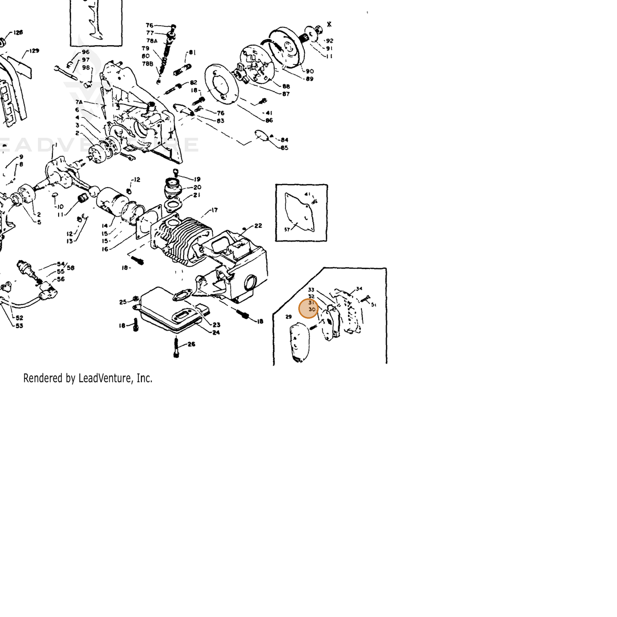 ECHO part 90024005035 — IPL diagram snippet (6x zoom, amber highlight)