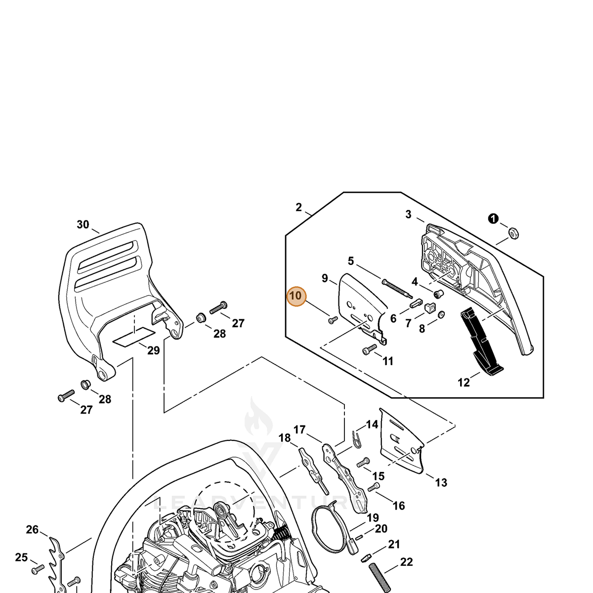 ECHO part 90024103006 — IPL diagram snippet (6x zoom, amber highlight)