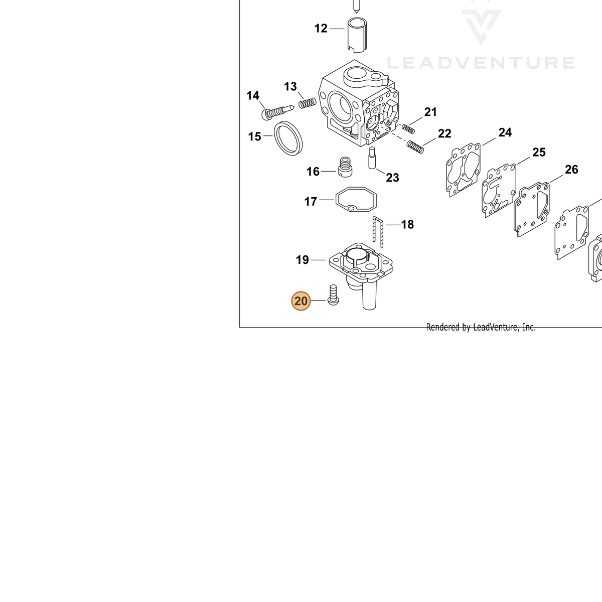 ECHO part 90024103010 — IPL diagram snippet (6x zoom, amber highlight)
