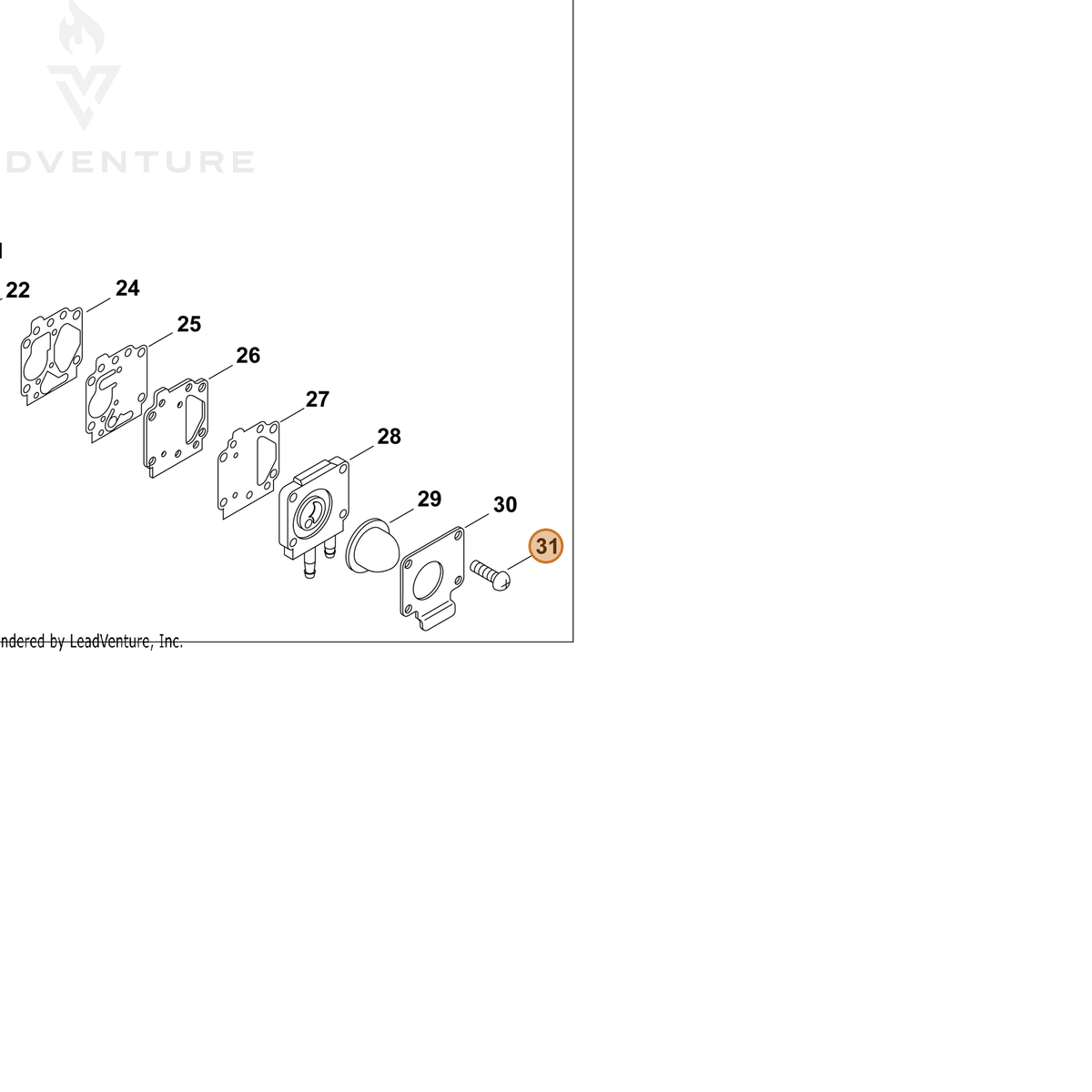 ECHO part 90024103014 — IPL diagram snippet (6x zoom, amber highlight)