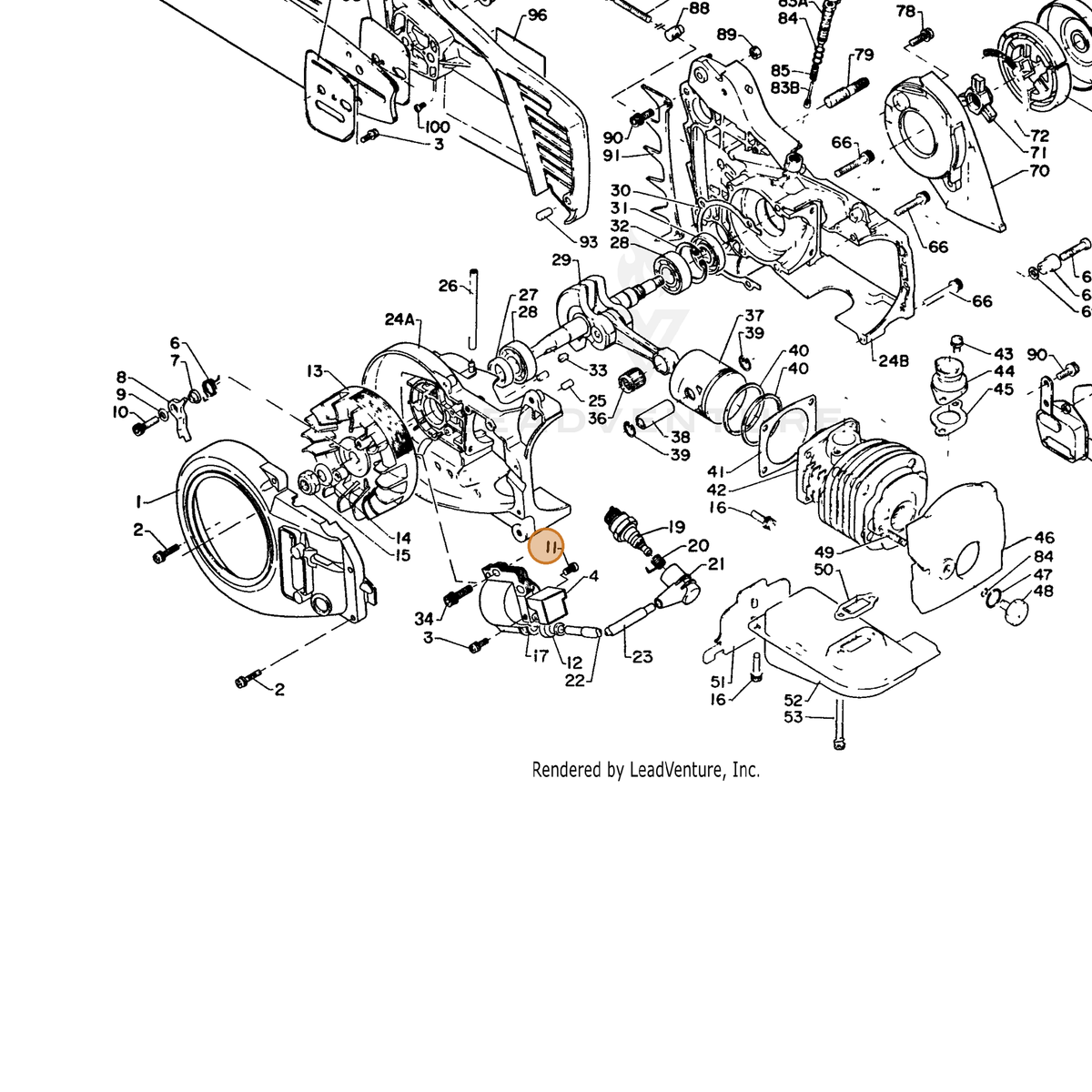 ECHO part 90024104006 — IPL diagram snippet (6x zoom, amber highlight)
