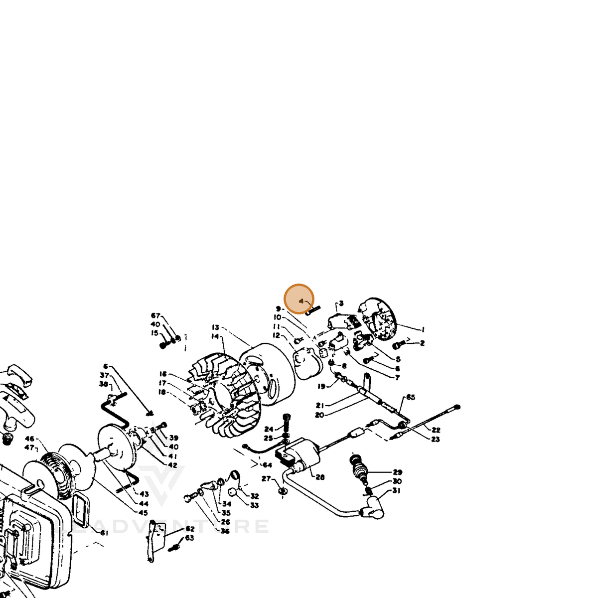ECHO part 90024104025 — IPL diagram snippet (6x zoom, amber highlight)