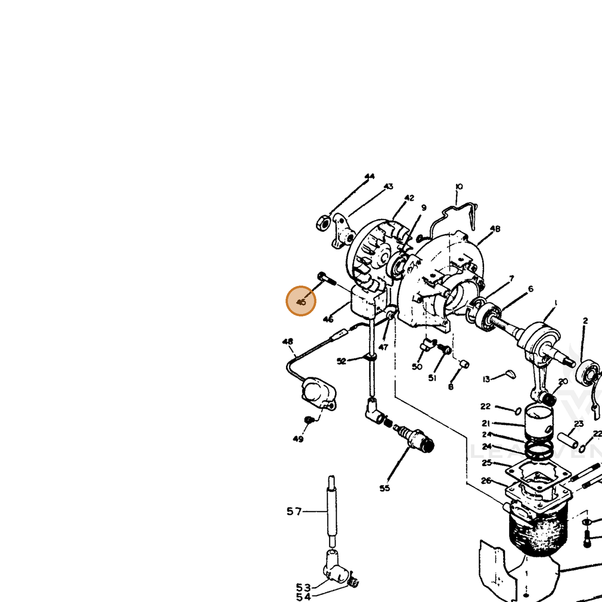 ECHO part 90024105022 — IPL diagram snippet (6x zoom, amber highlight)