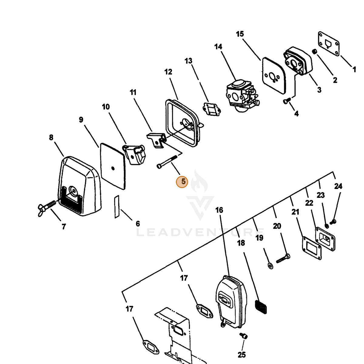 ECHO part 90024105055 — IPL diagram snippet (6x zoom, amber highlight)