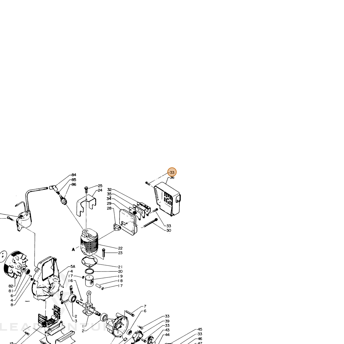 ECHO part 90024204010 — IPL diagram snippet (6x zoom, amber highlight)