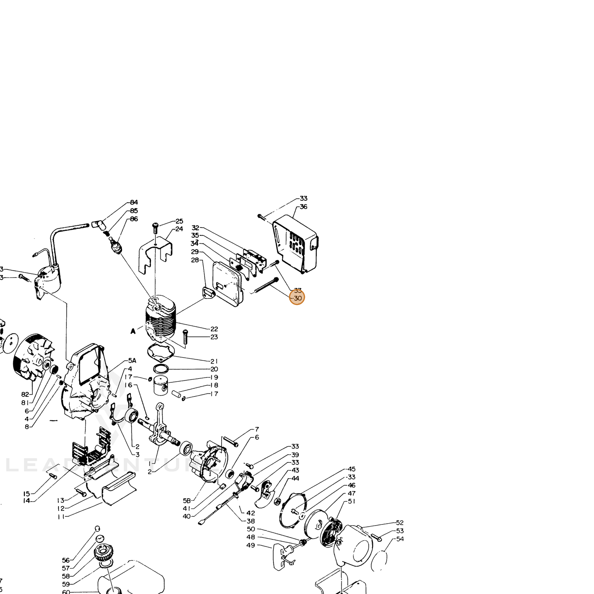 ECHO part 90024205040 — IPL diagram snippet (6x zoom, amber highlight)