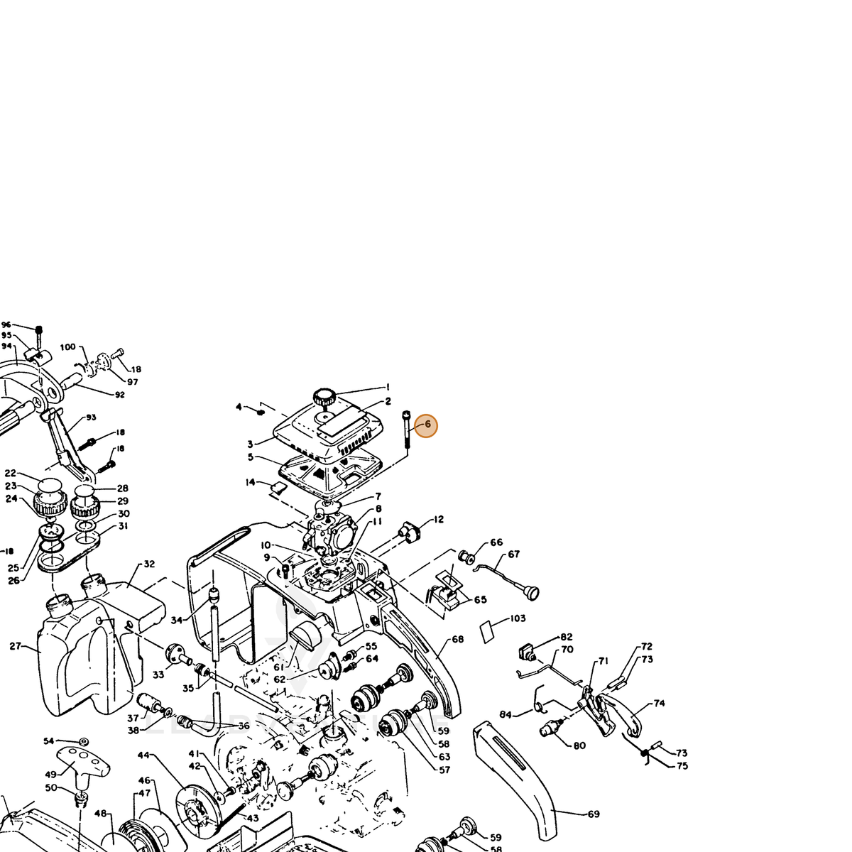 ECHO part 90024205045 — IPL diagram snippet (6x zoom, amber highlight)