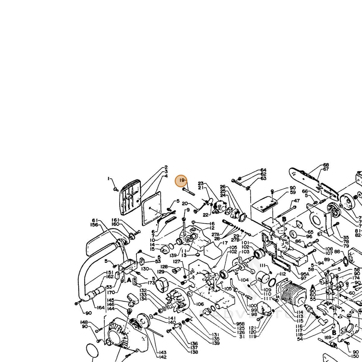 ECHO part 90024205050 — IPL diagram snippet (6x zoom, amber highlight)