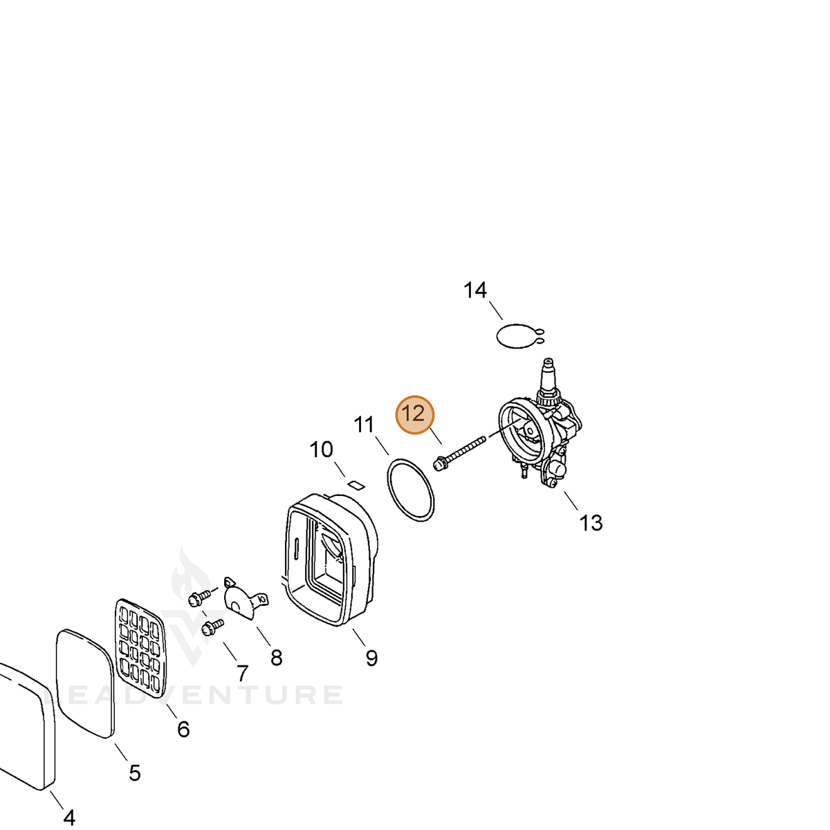 ECHO part 90024205055 — IPL diagram snippet (6x zoom, amber highlight)