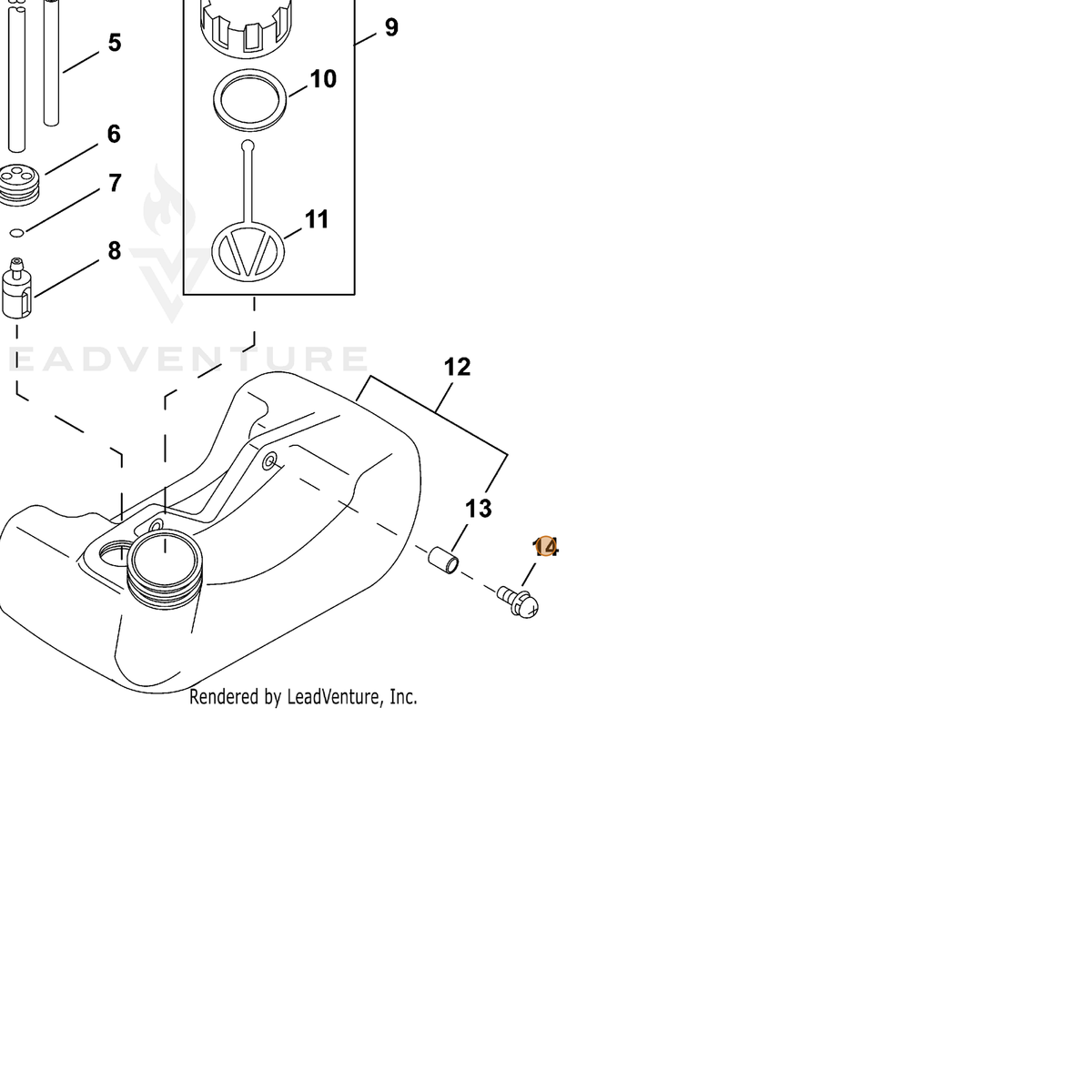ECHO part 90024305016 — IPL diagram snippet (6x zoom, amber highlight)