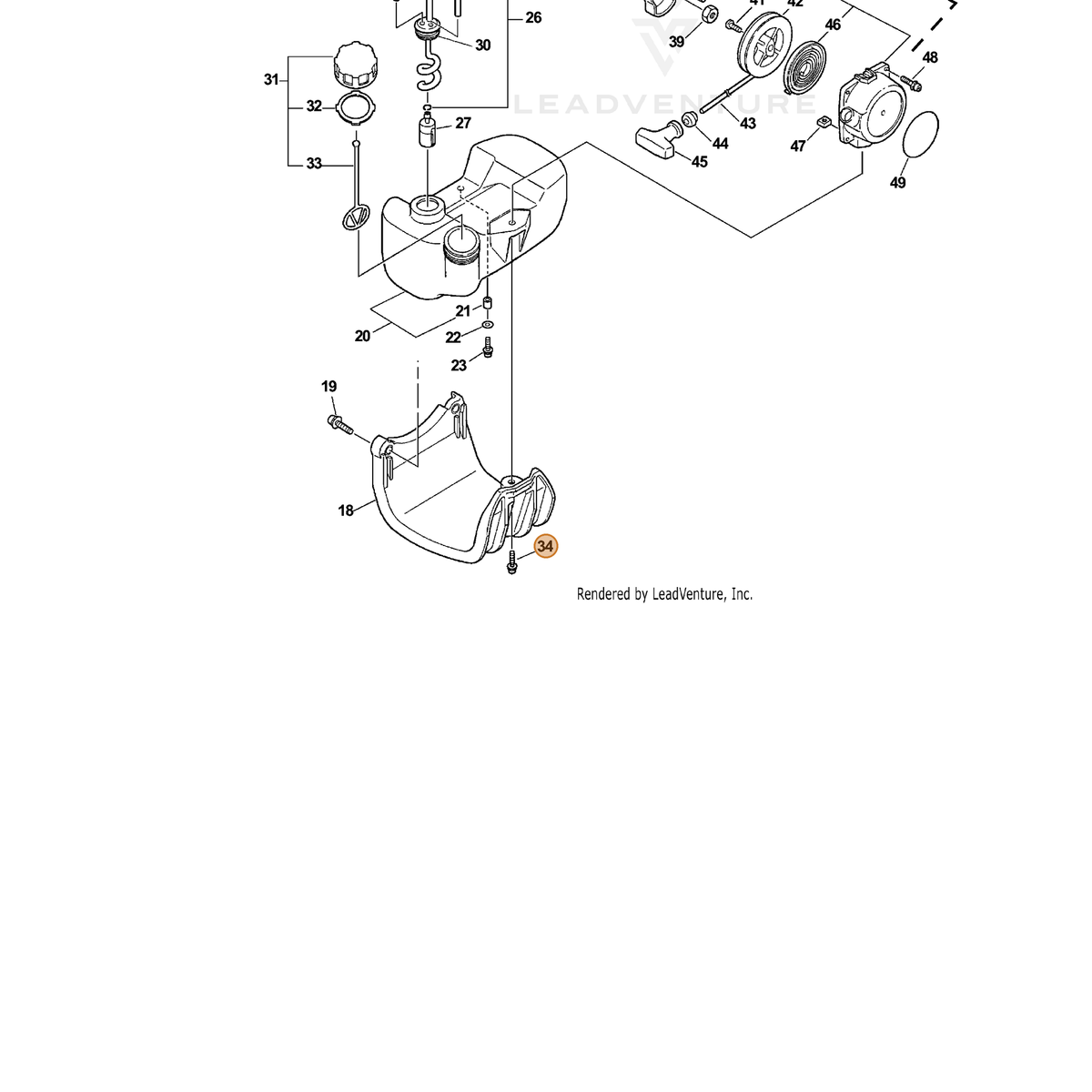 ECHO part 90024405020 — IPL diagram snippet (6x zoom, amber highlight)
