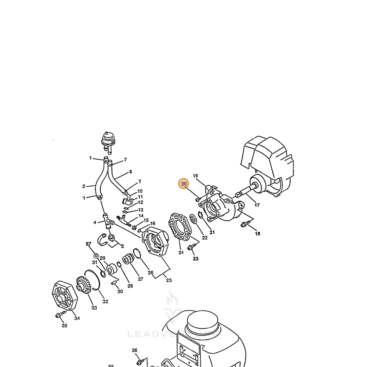 ECHO part 90024504016 — IPL diagram snippet (6x zoom, amber highlight)