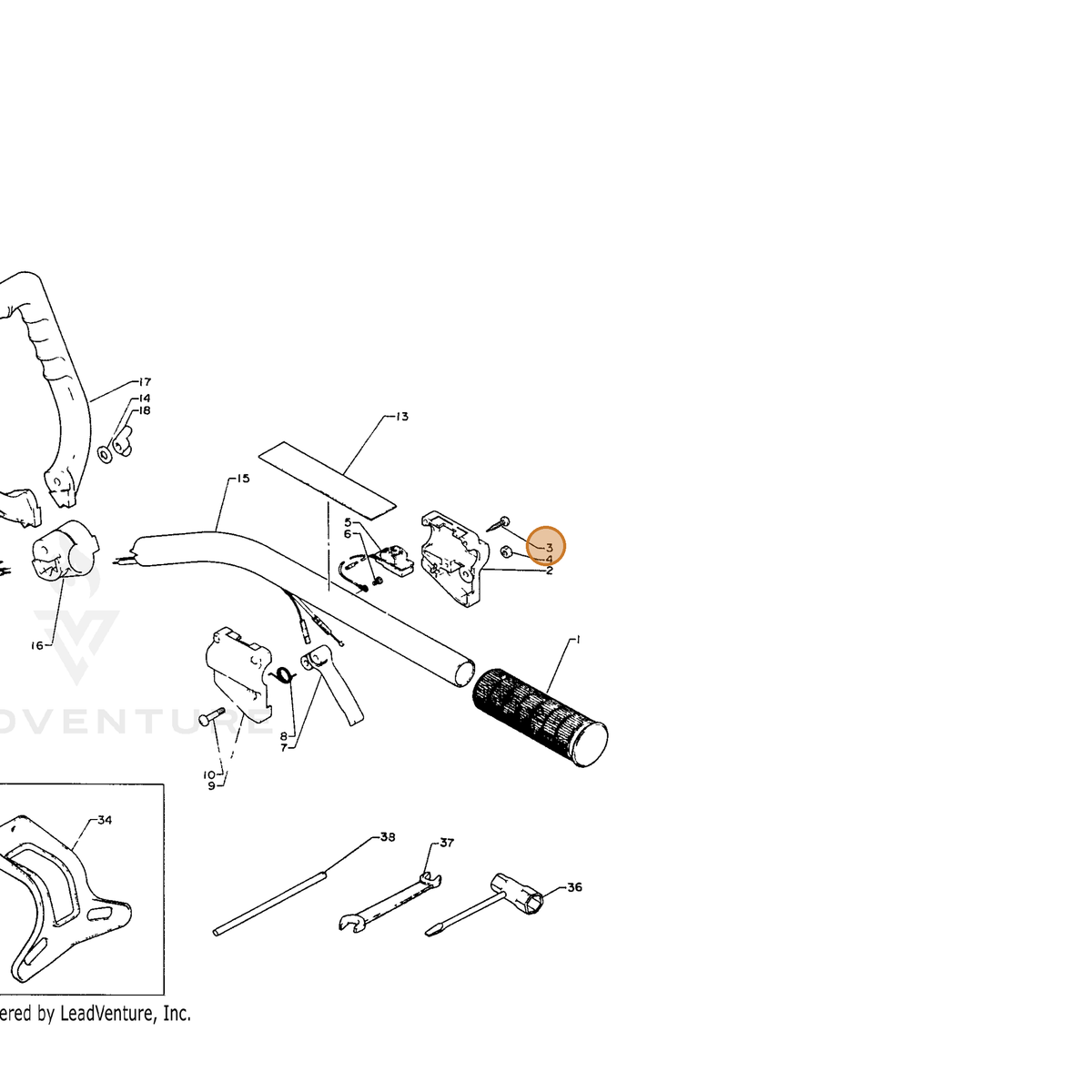ECHO part 90024504025 — IPL diagram snippet (6x zoom, amber highlight)