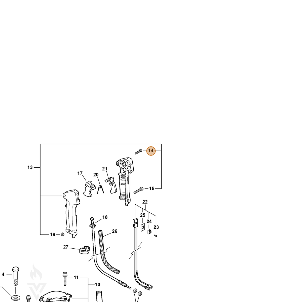 ECHO part 90024603025 — IPL diagram snippet (6x zoom, amber highlight)