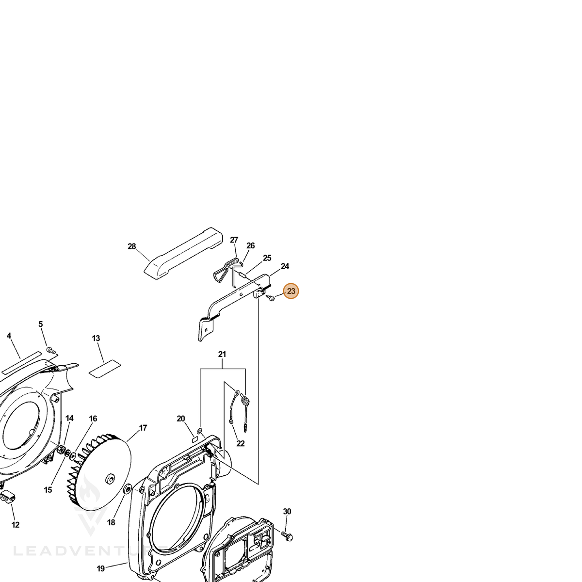 ECHO part 90024604016 — IPL diagram snippet (6x zoom, amber highlight)
