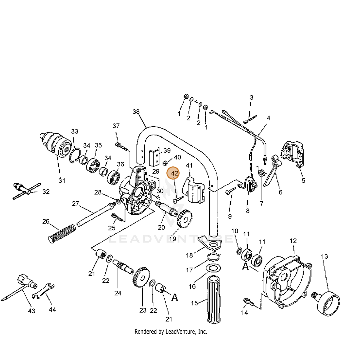 ECHO part 90024604025 — IPL diagram snippet (6x zoom, amber highlight)