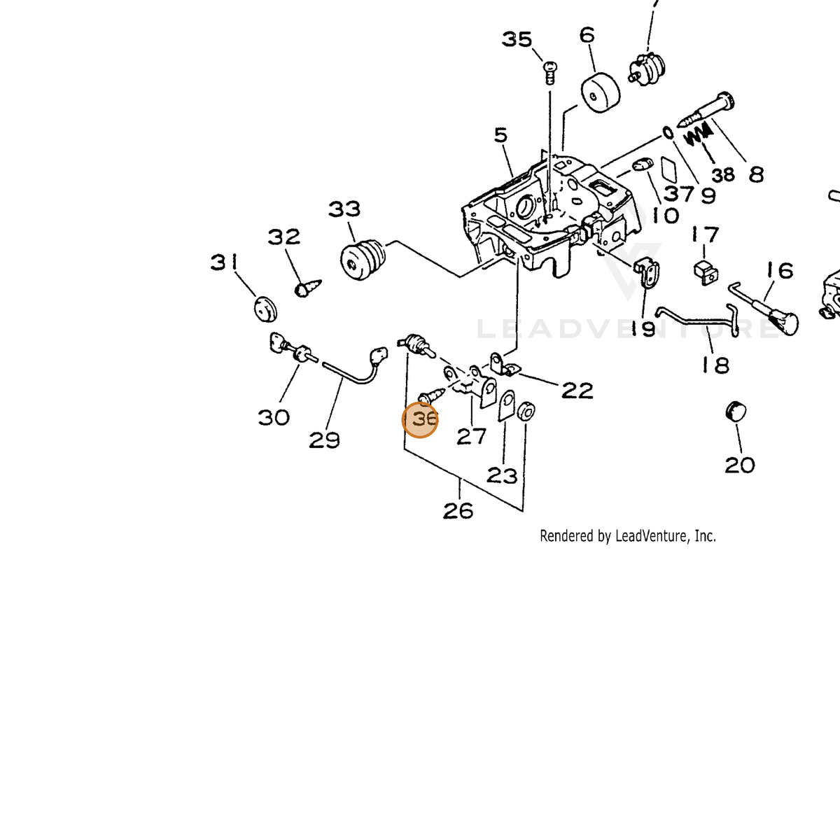 ECHO part 90024605010 — IPL diagram snippet (6x zoom, amber highlight)