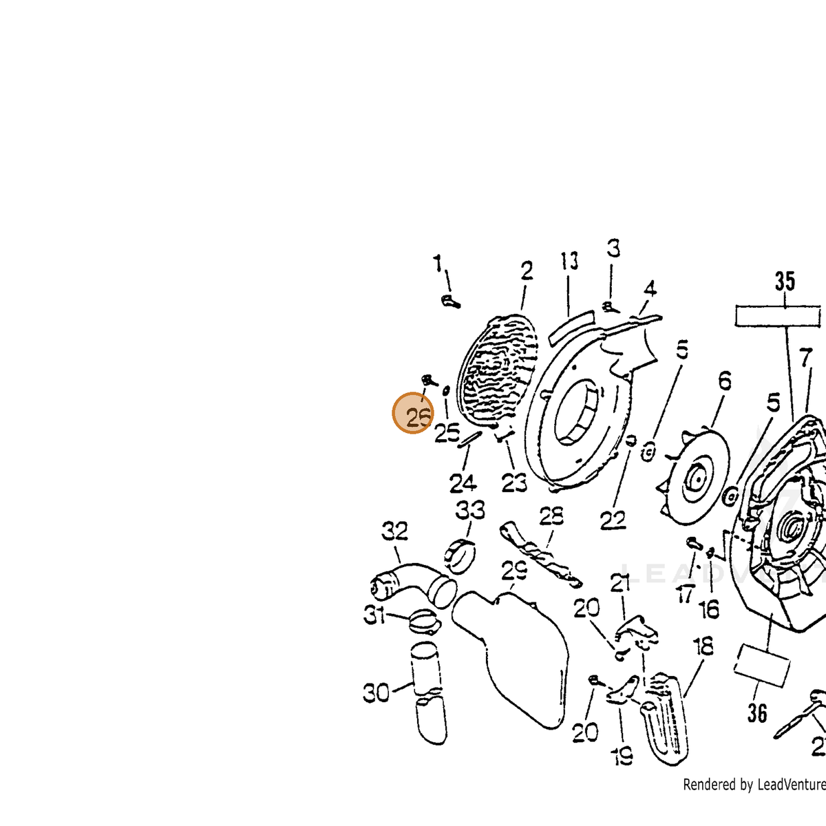 ECHO part 90024605014 — IPL diagram snippet (6x zoom, amber highlight)