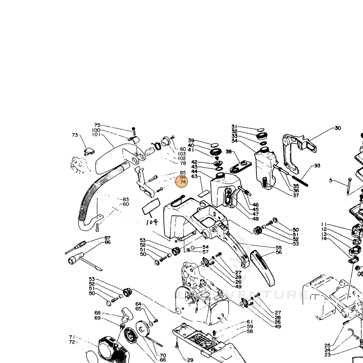 ECHO part 90024904022 — IPL diagram snippet (6x zoom, amber highlight)