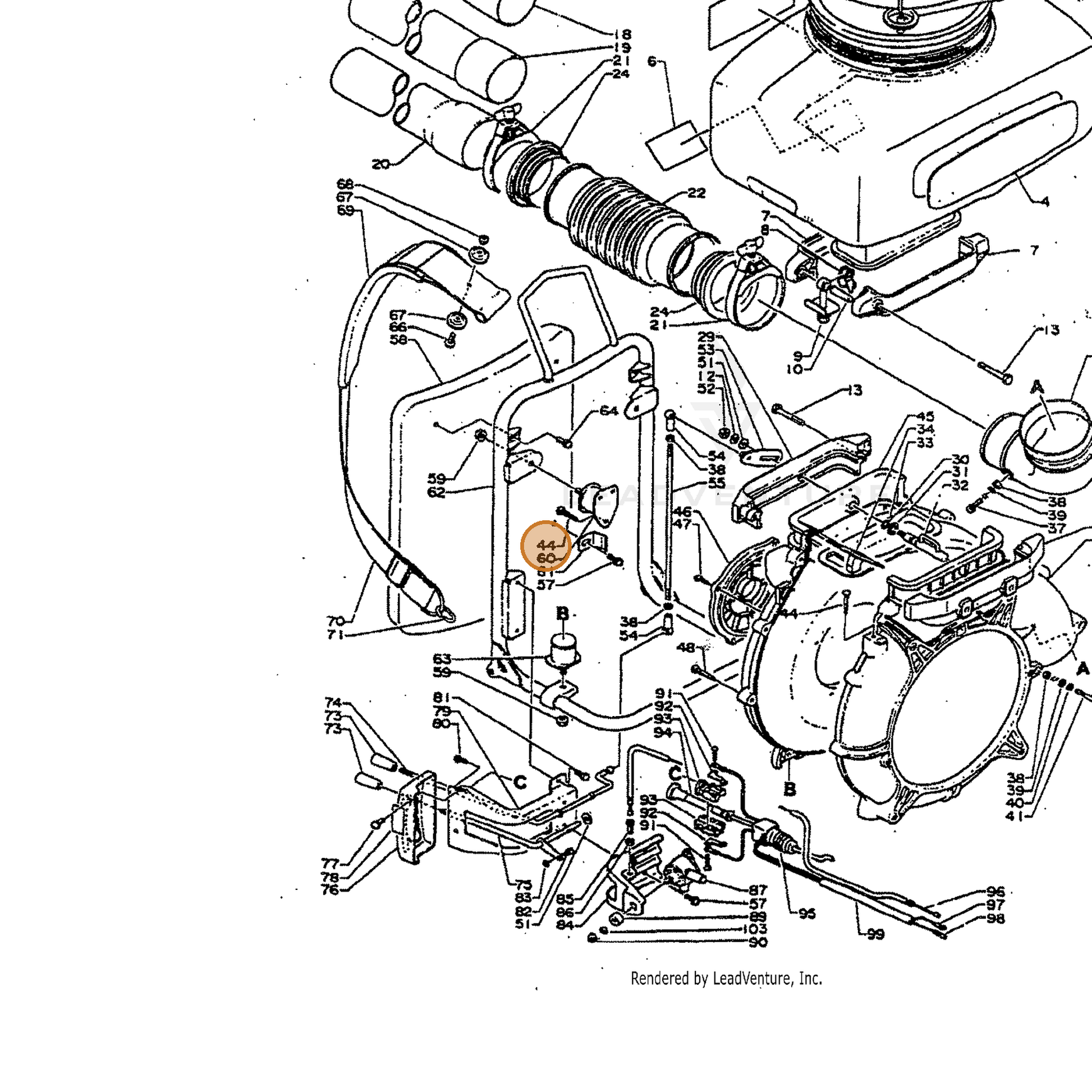 ECHO part 90024905016 — IPL diagram snippet (6x zoom, amber highlight)