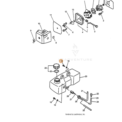ECHO part 90025005016 — IPL diagram snippet (6x zoom, amber highlight)
