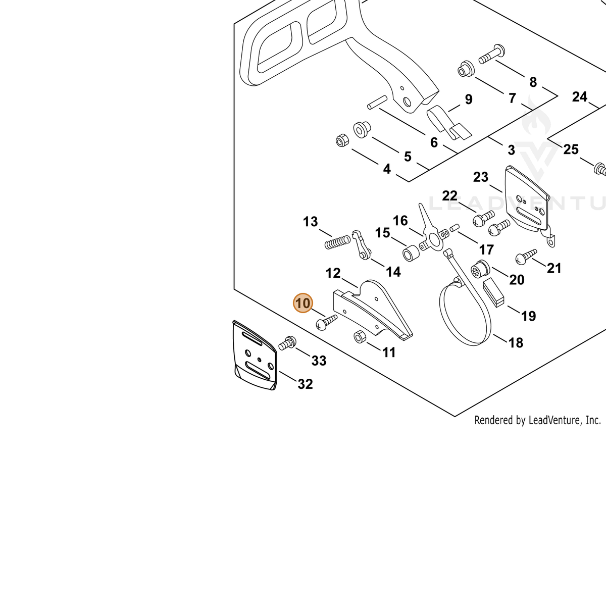 ECHO part 90025204012 — IPL diagram snippet (6x zoom, amber highlight)