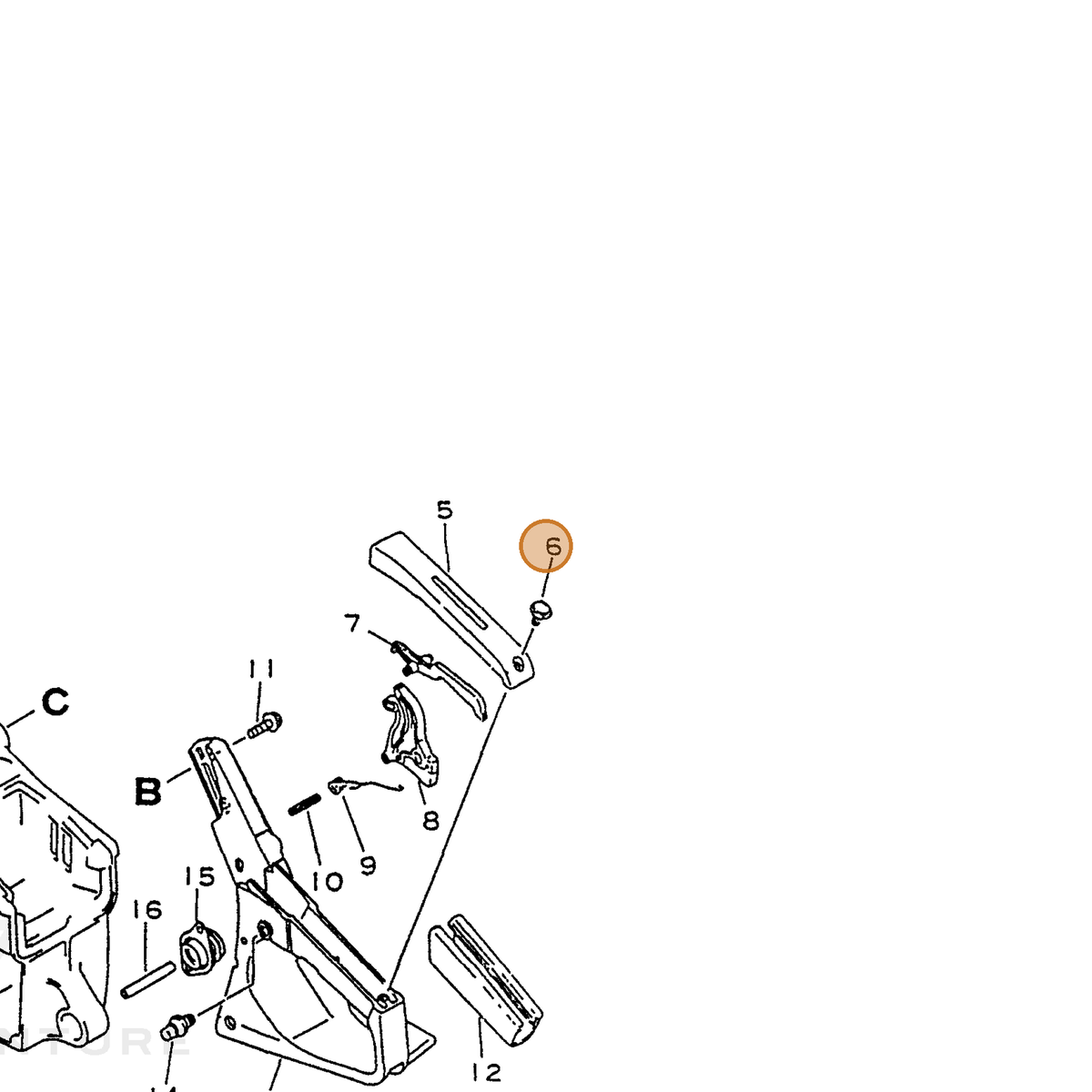 ECHO part 90025204014 — IPL diagram snippet (6x zoom, amber highlight)