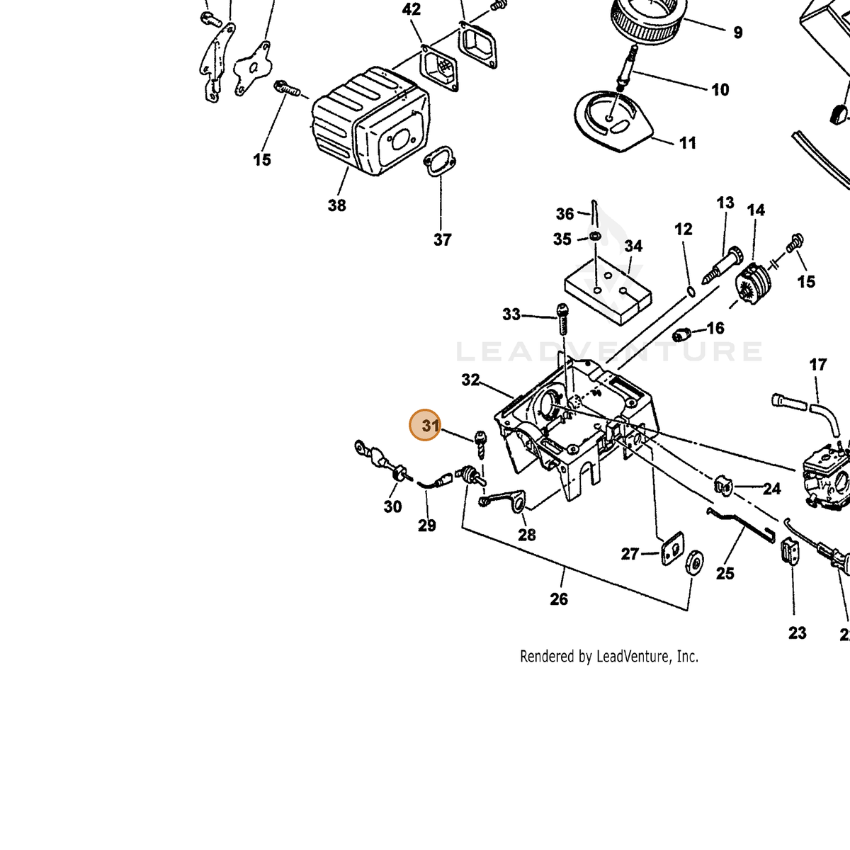 ECHO part 90025205010 — IPL diagram snippet (6x zoom, amber highlight)