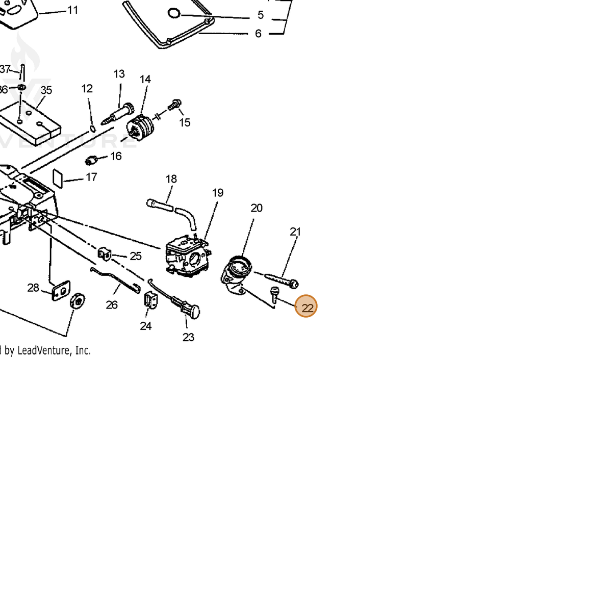 ECHO part 90025205014 — IPL diagram snippet (6x zoom, amber highlight)