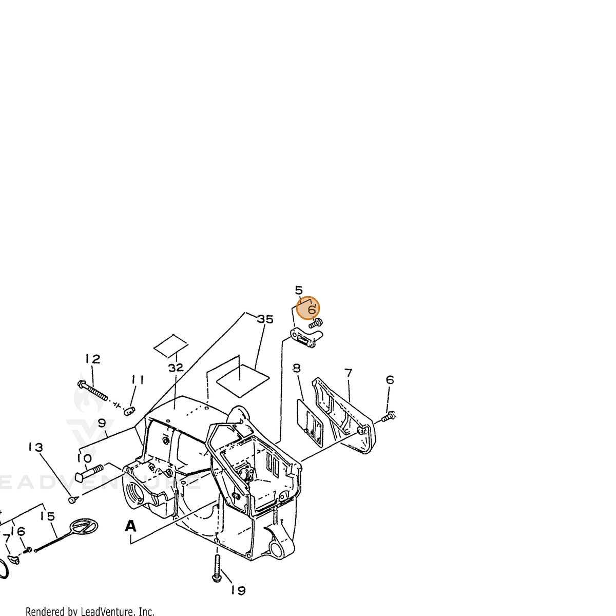 ECHO part 90025205020 — IPL diagram snippet (6x zoom, amber highlight)