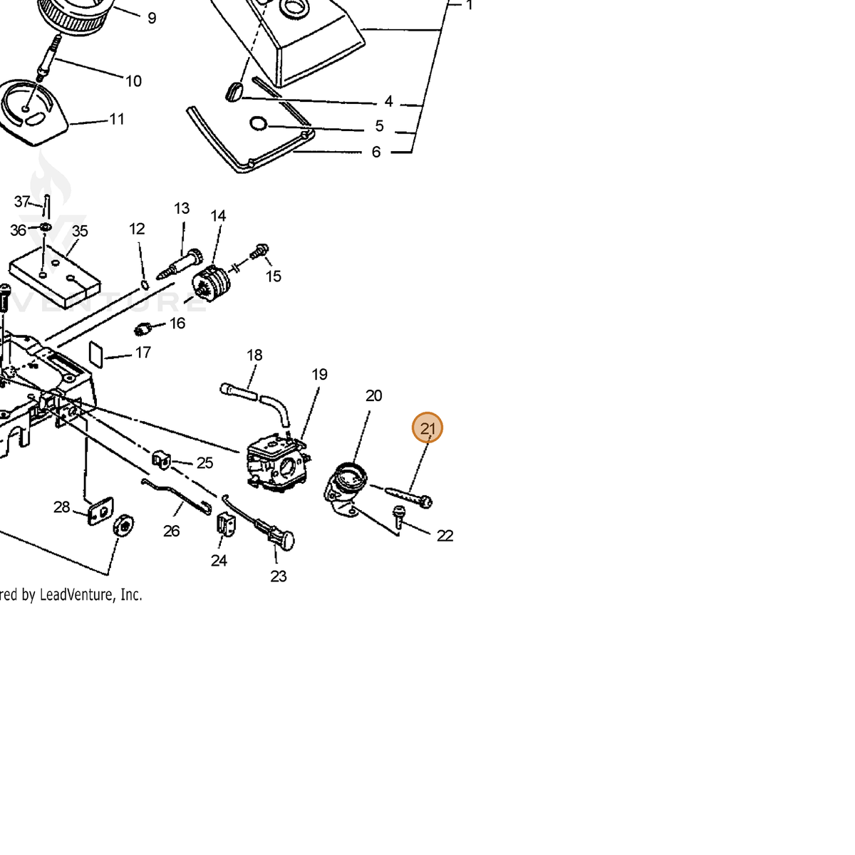ECHO part 90025205053 — IPL diagram snippet (6x zoom, amber highlight)