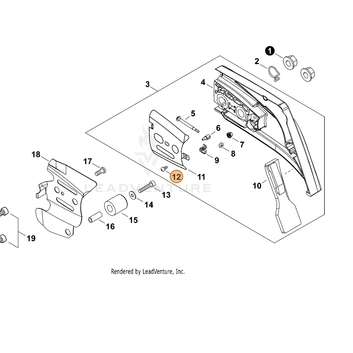 ECHO part 90025304008 — IPL diagram snippet (6x zoom, amber highlight)