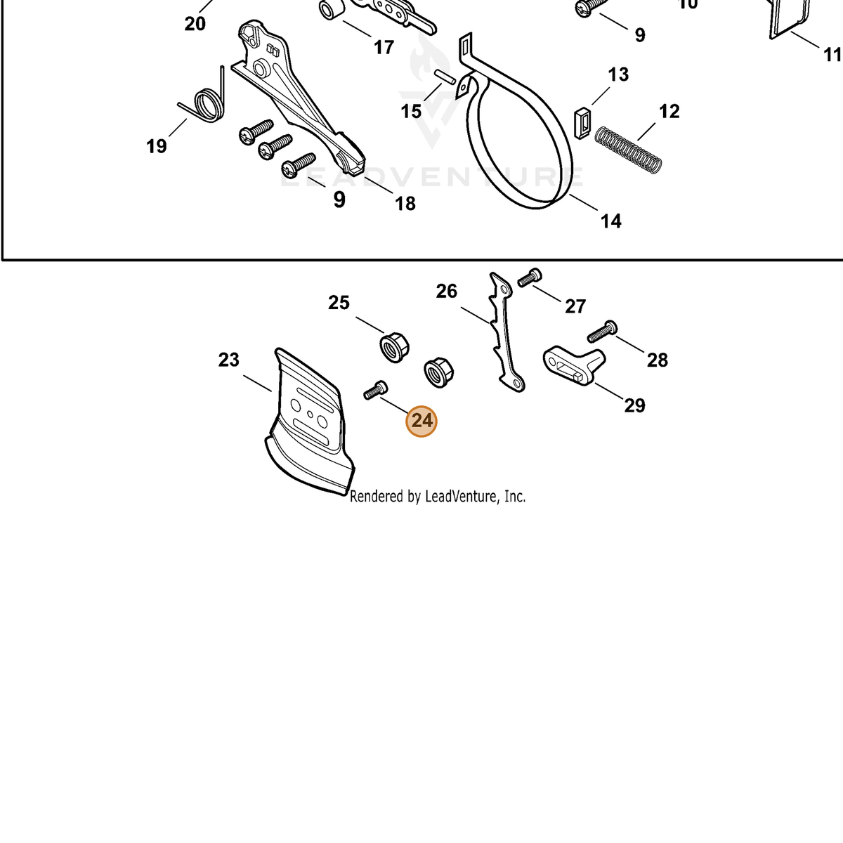 ECHO part 90025304010 — IPL diagram snippet (6x zoom, amber highlight)