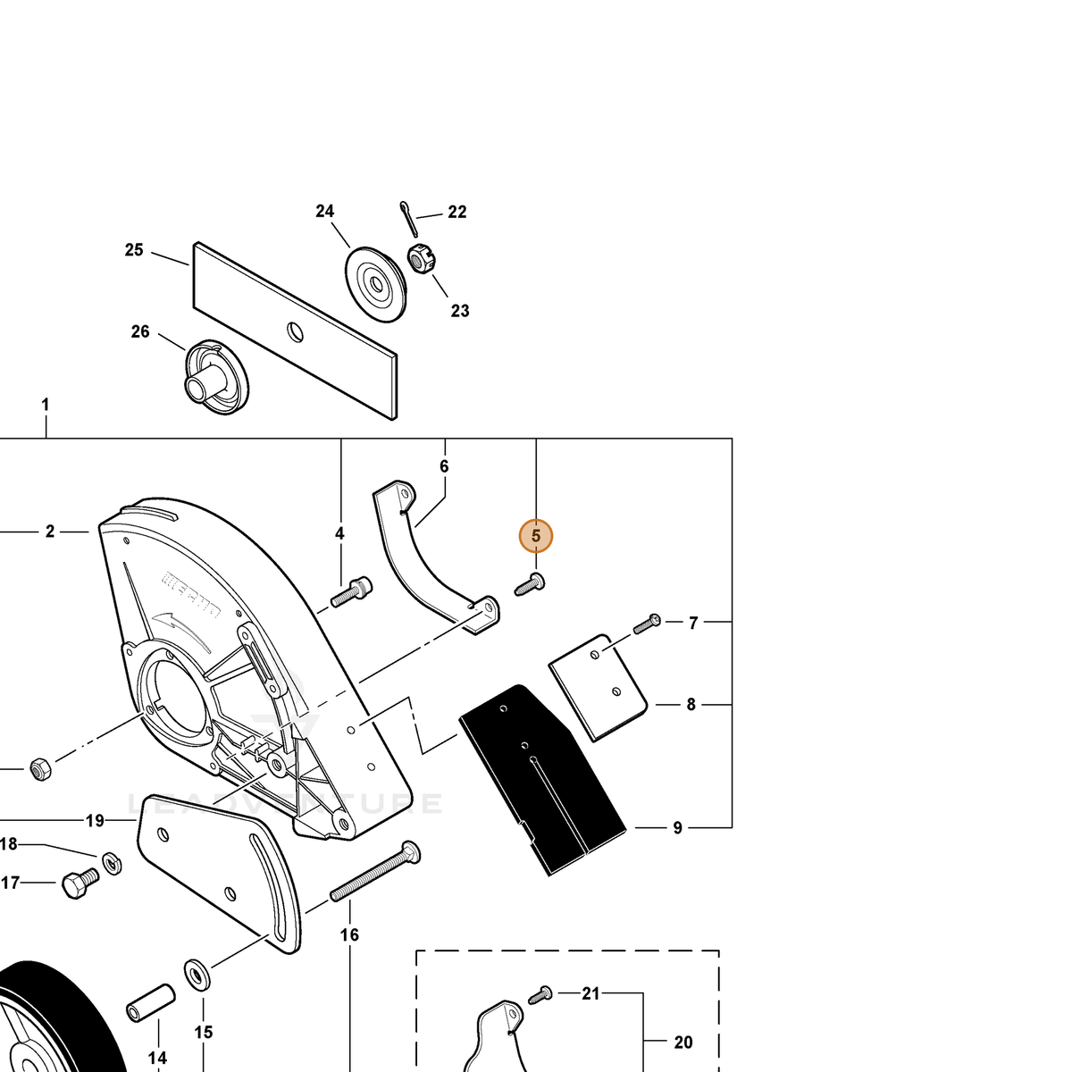 ECHO part 90025304012 — IPL diagram snippet (6x zoom, amber highlight)