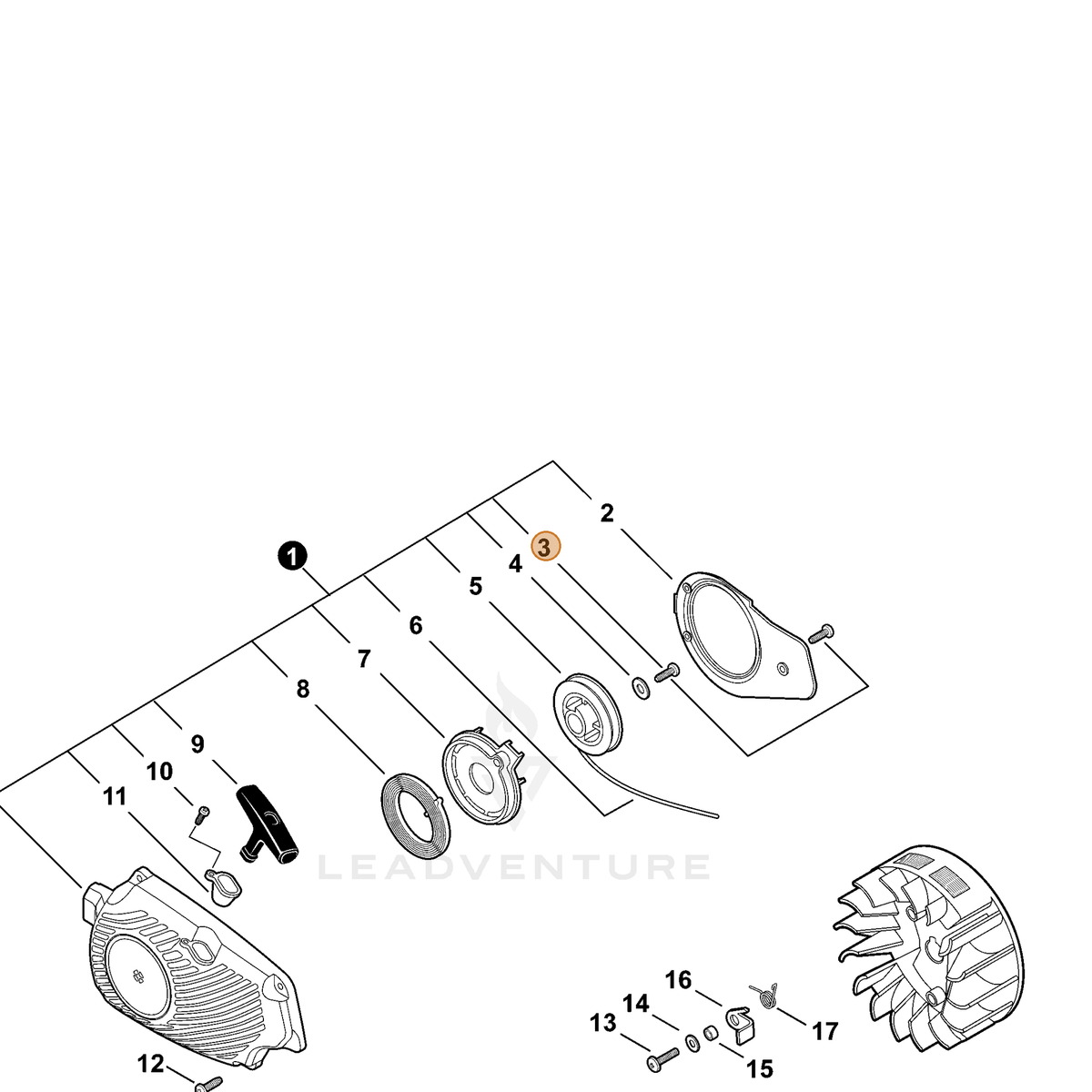 ECHO part 90025304014 — IPL diagram snippet (6x zoom, amber highlight)