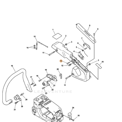 ECHO part 90025304025 — IPL diagram snippet (6x zoom, amber highlight)