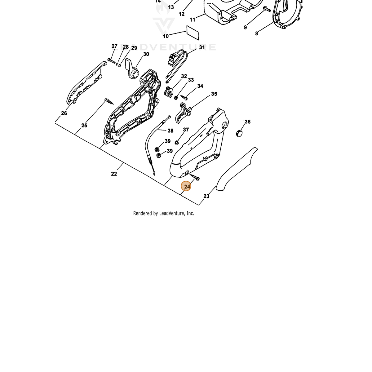 ECHO part 90025305035 — IPL diagram snippet (6x zoom, amber highlight)