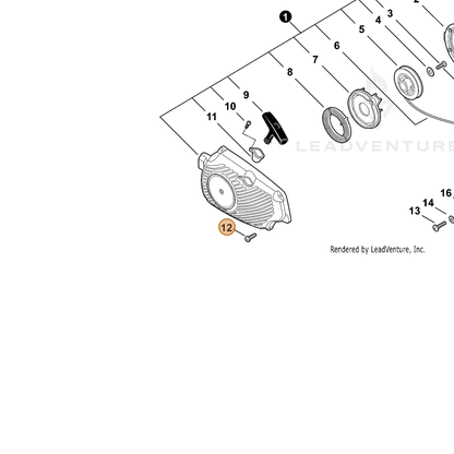 ECHO part 90025604016 — IPL diagram snippet (6x zoom, amber highlight)