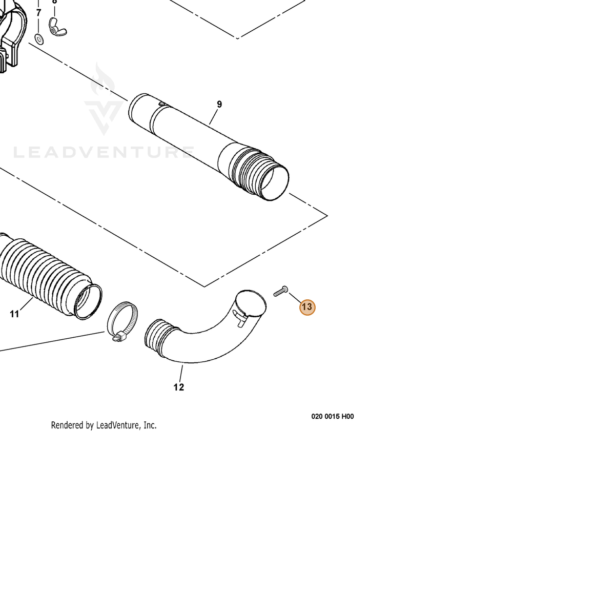 ECHO part 90025605010 — IPL diagram snippet (6x zoom, amber highlight)