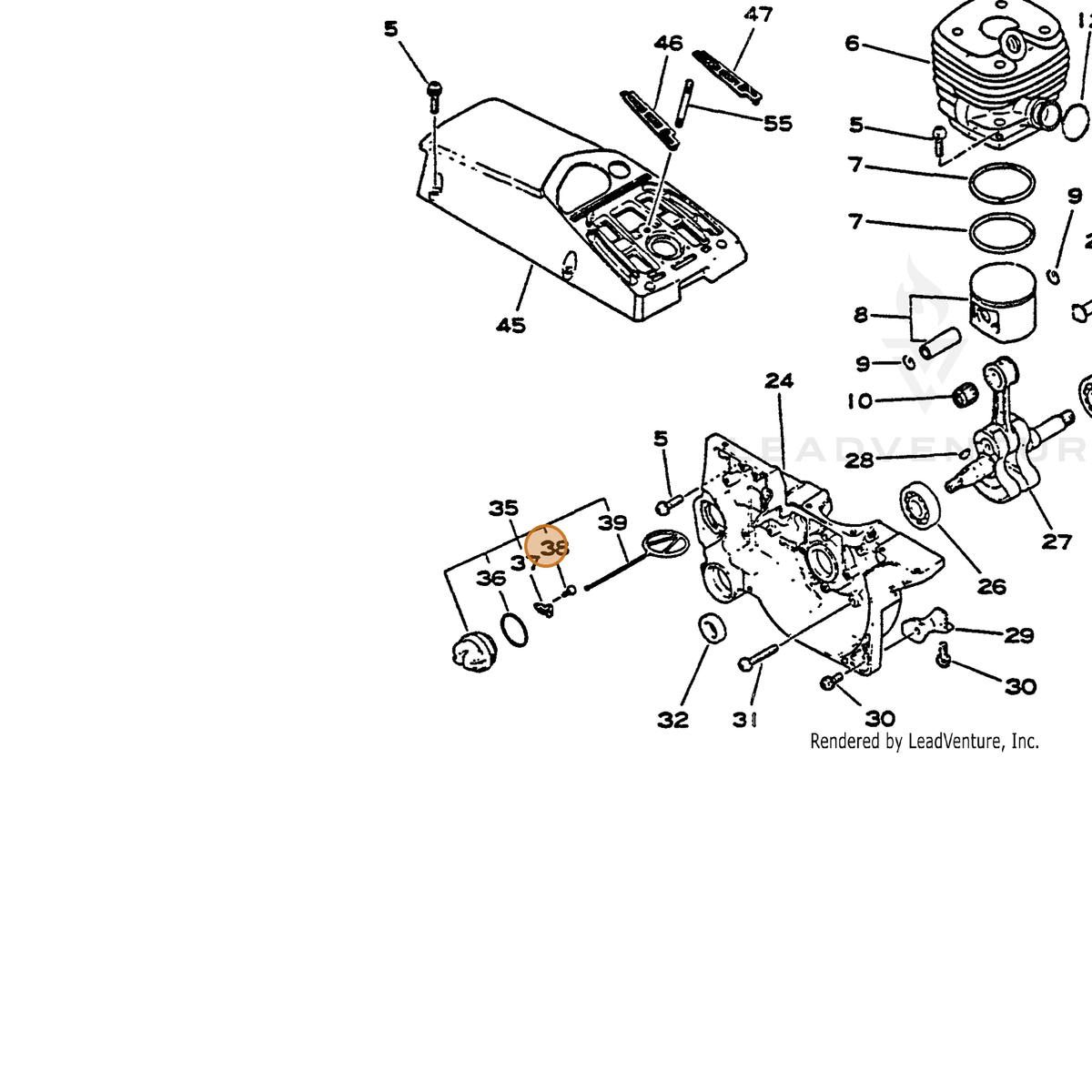 ECHO part 90025803008 — IPL diagram snippet (6x zoom, amber highlight)