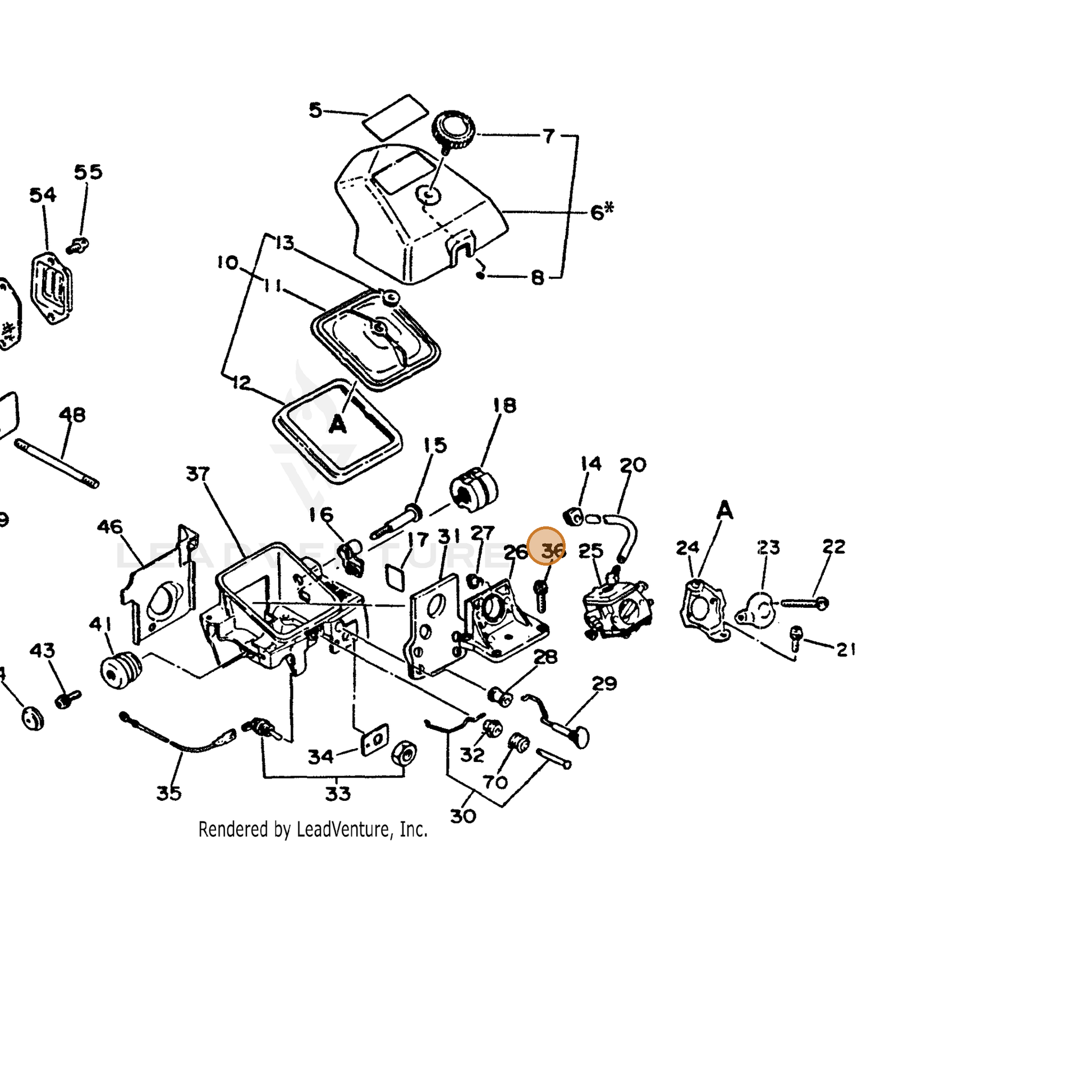 ECHO part 90028105025 — IPL diagram snippet (6x zoom, amber highlight)