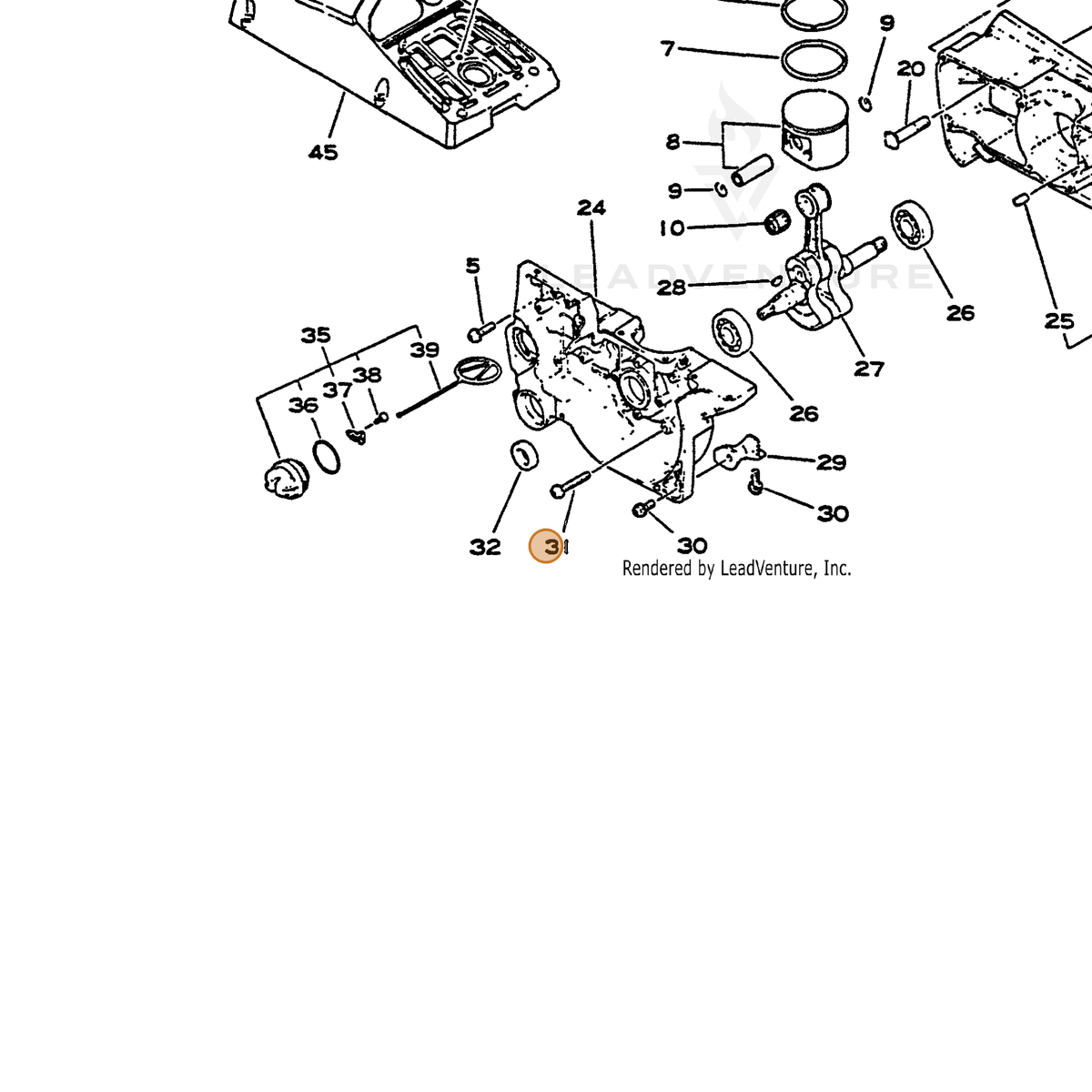 ECHO part 90028105035 — IPL diagram snippet (6x zoom, amber highlight)