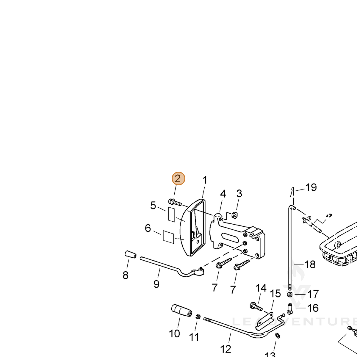 ECHO part 90029205025 — IPL diagram snippet (6x zoom, amber highlight)