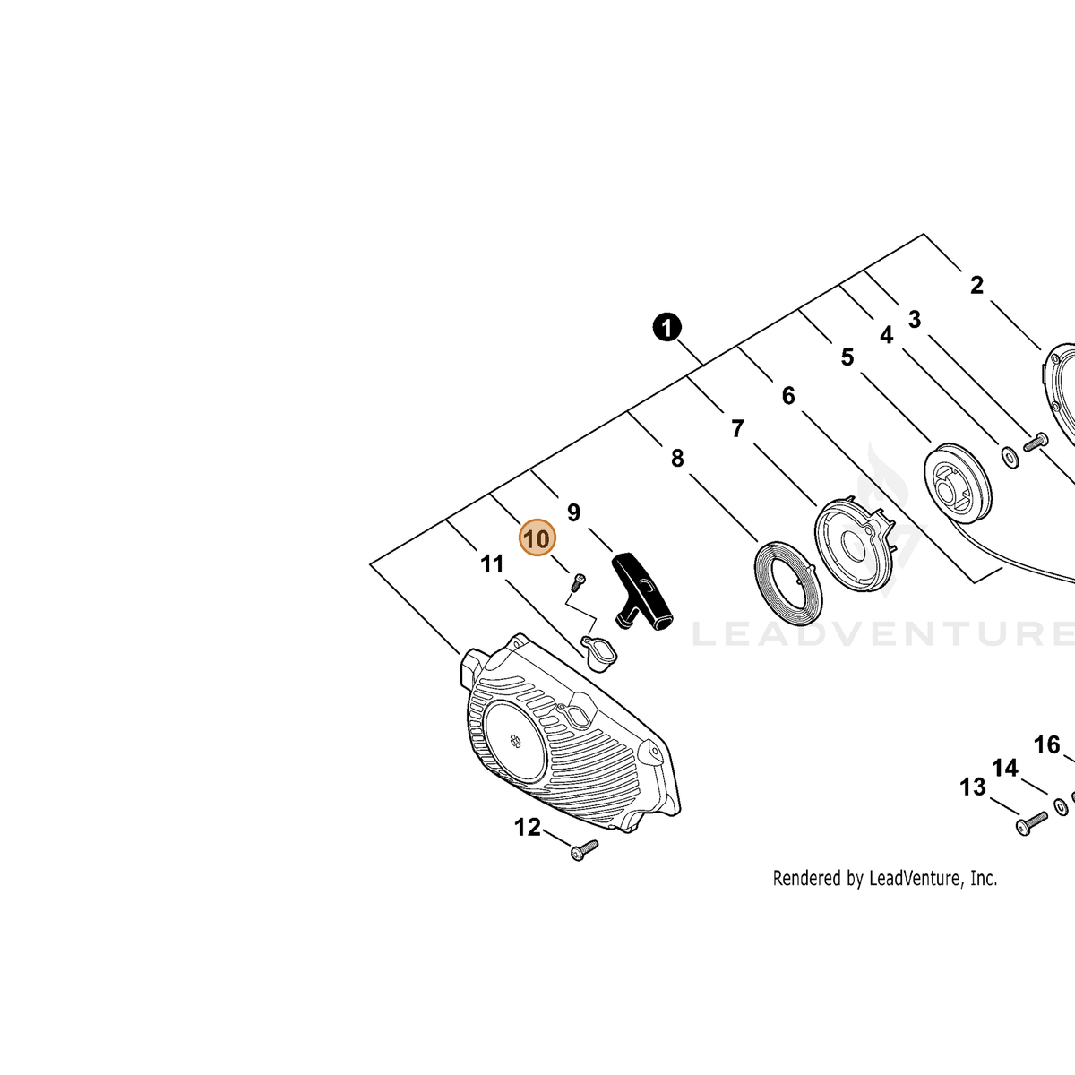 ECHO part 90029603014 — IPL diagram snippet (6x zoom, amber highlight)
