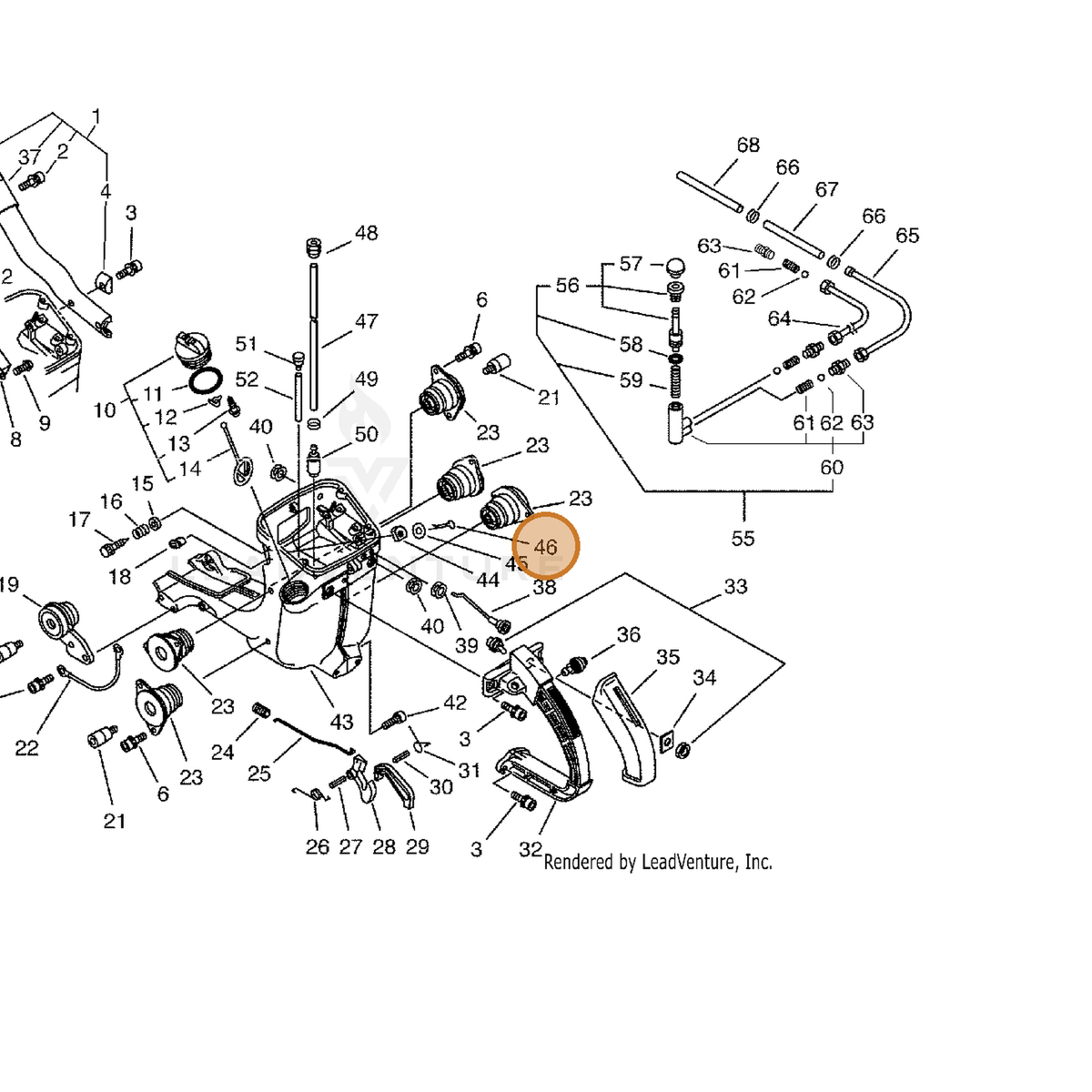 ECHO part 90030020015 — IPL diagram snippet (6x zoom, amber highlight)