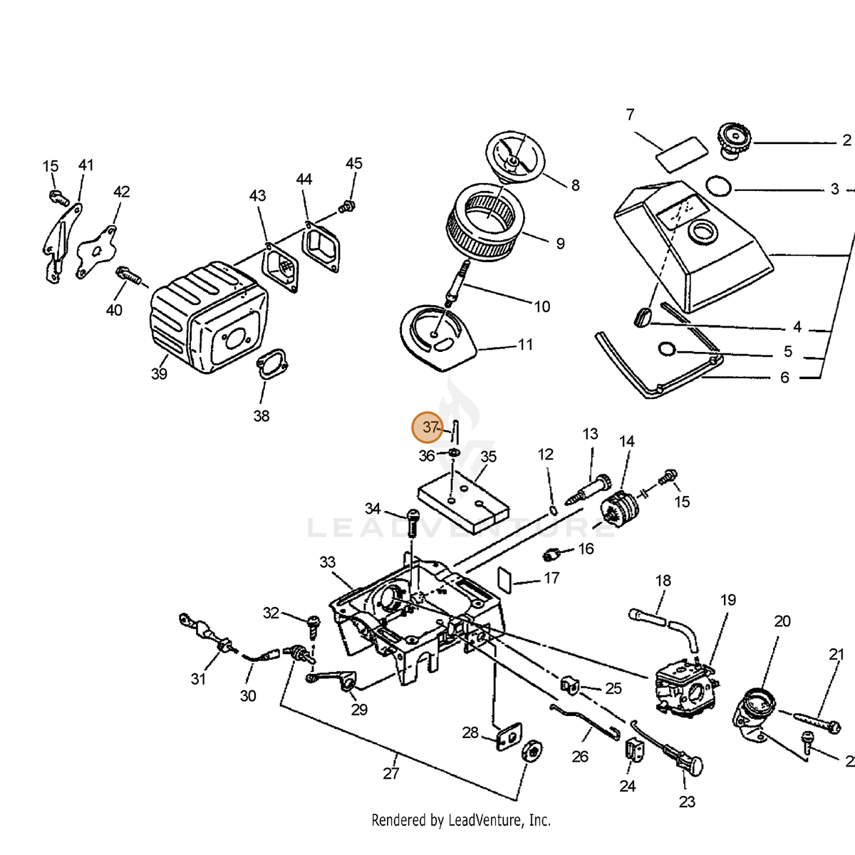 ECHO part 90030030018 — IPL diagram snippet (6x zoom, amber highlight)