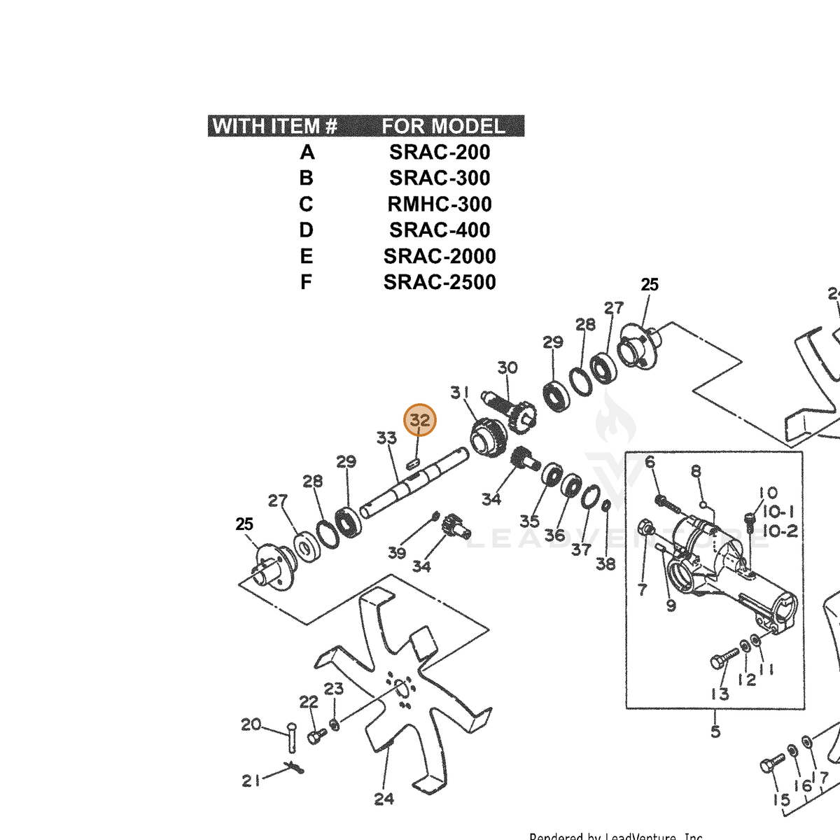 ECHO part 90032504015 — IPL diagram snippet (6x zoom, amber highlight)