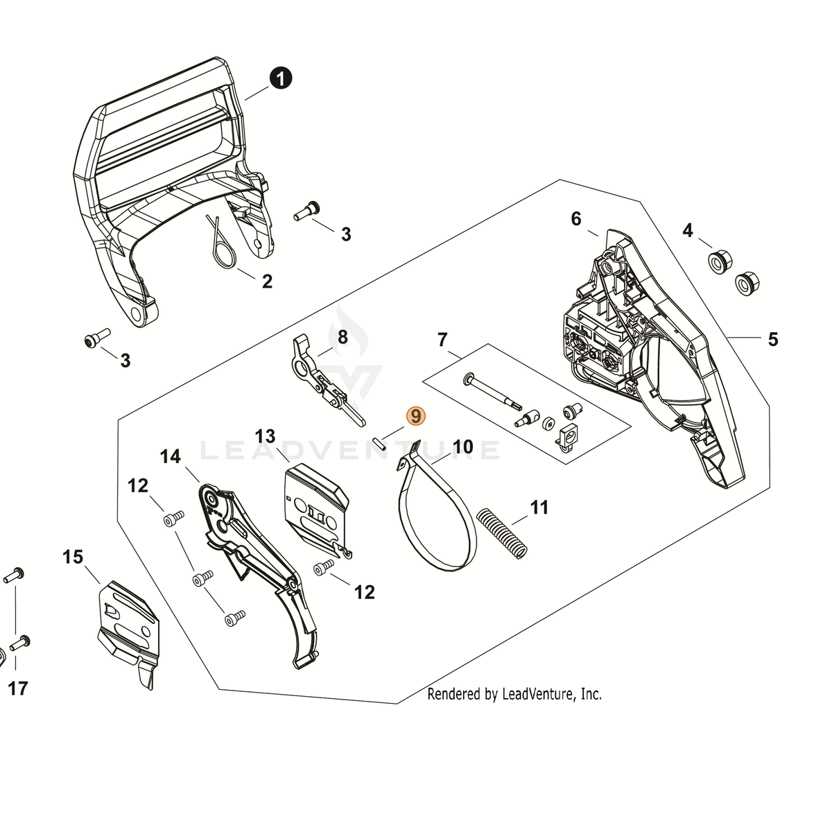 ECHO part 90033030120 — IPL diagram snippet (6x zoom, amber highlight)
