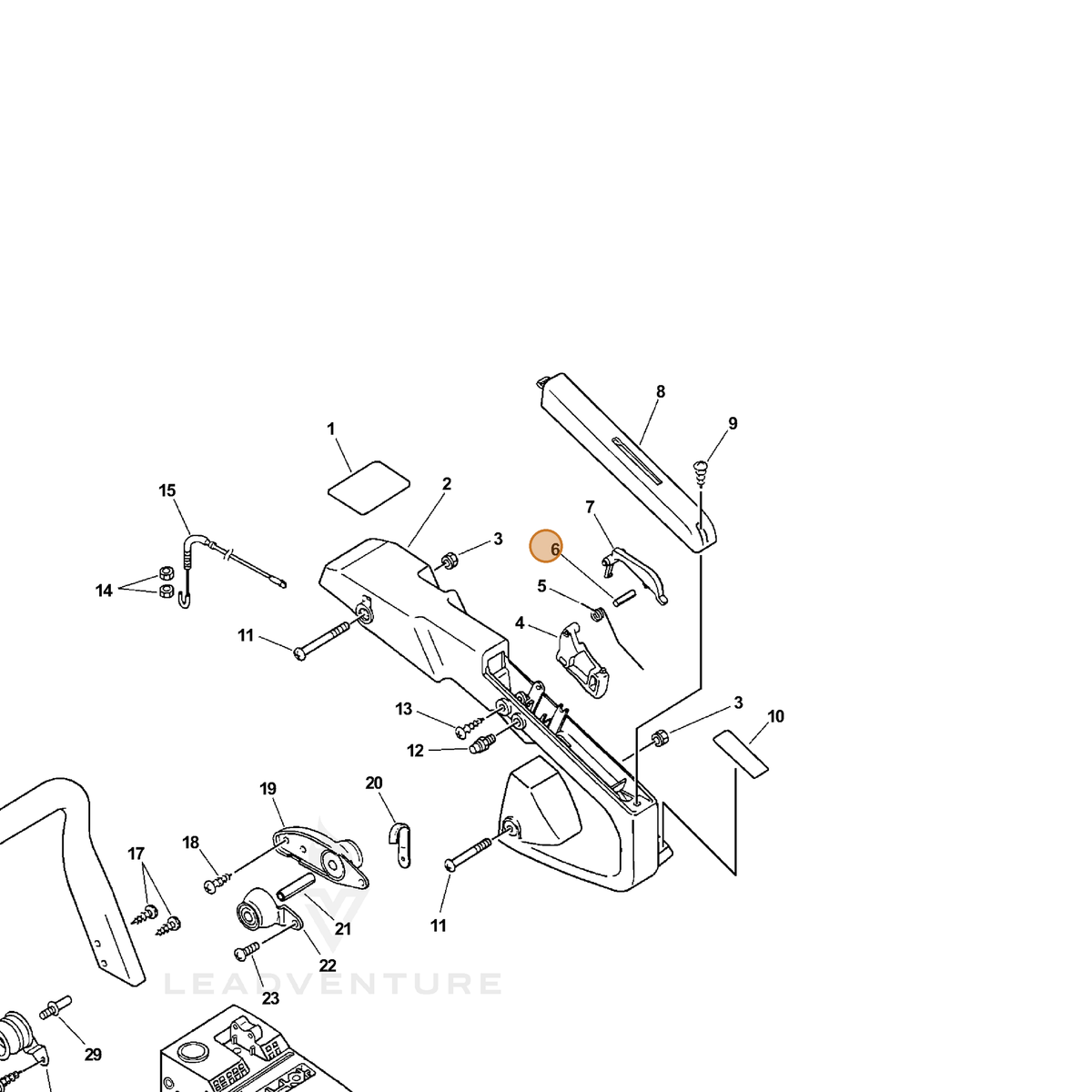 ECHO part 90033040200 — IPL diagram snippet (6x zoom, amber highlight)